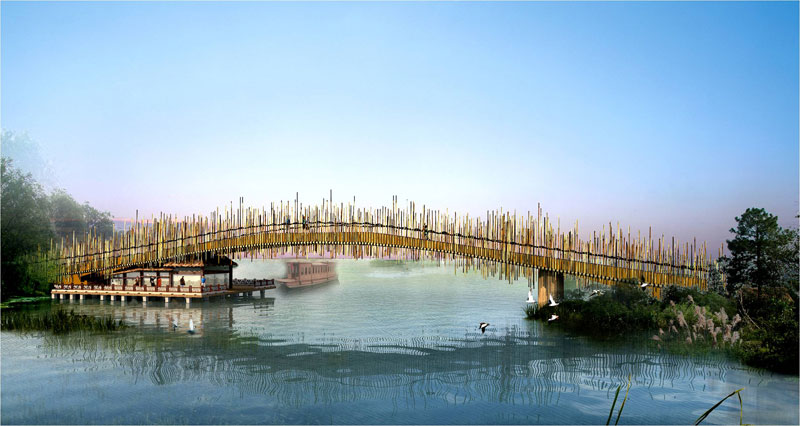山东省淄博市马踏湖生态度假区桥梁建筑方案设计(图2)