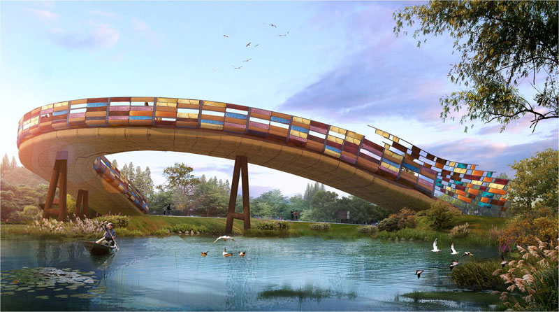 山东省淄博市马踏湖生态度假区桥梁建筑方案设计(图3)