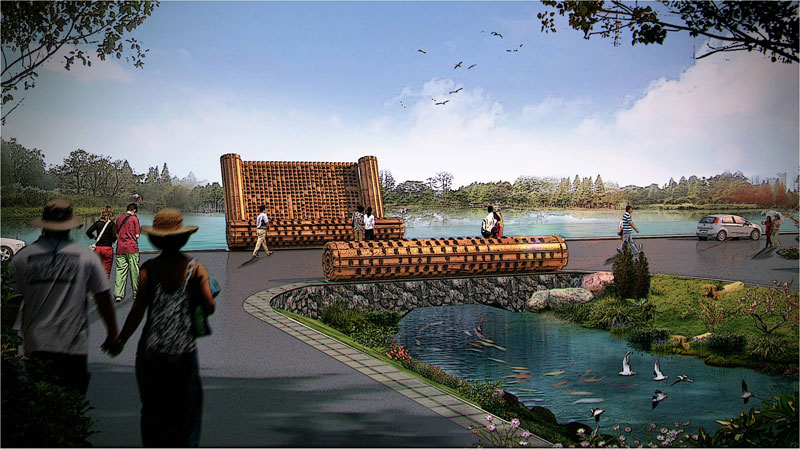山东省淄博市马踏湖生态度假区桥梁建筑方案设计(图5)